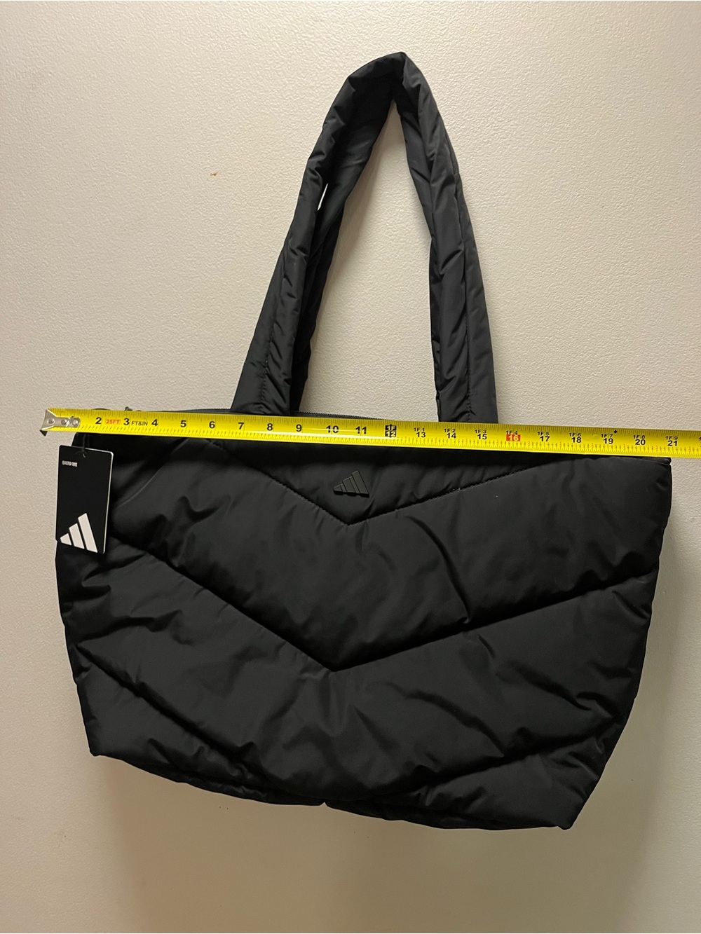 adidas Black Quilted Puffer Tote with Padded Shoulder Straps nwt